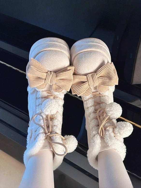 Apricot Sweet - Platform Lolita for Sole 6cm/8.5cm Winter Boots