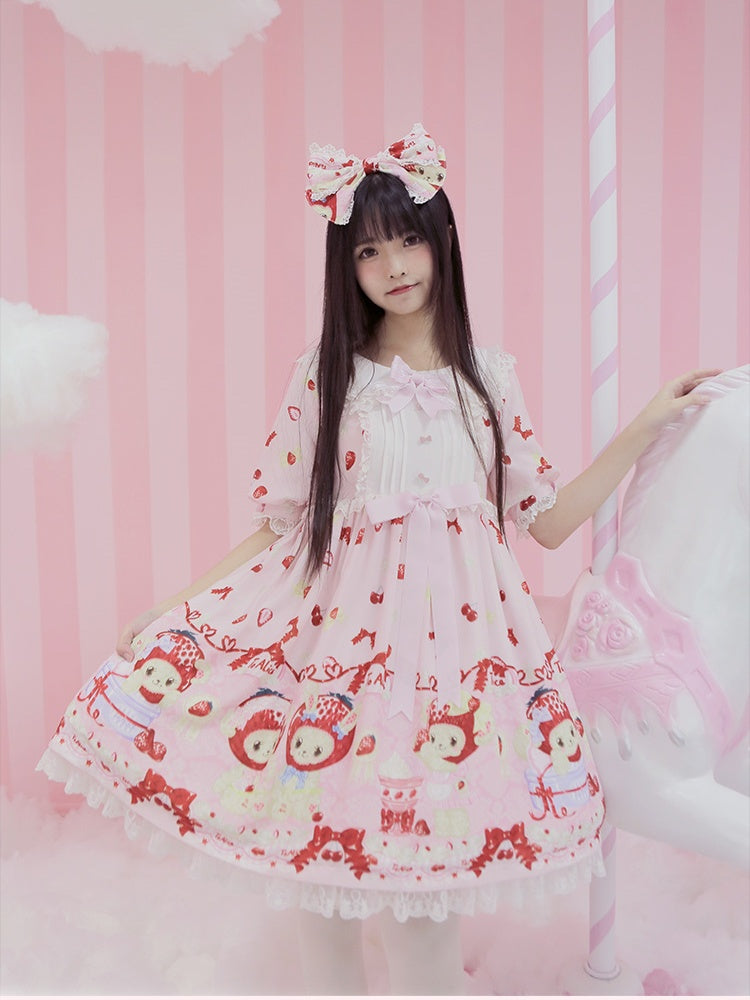 Sweet Lolita KC Pinke Spitzenborte mit großer Schleife