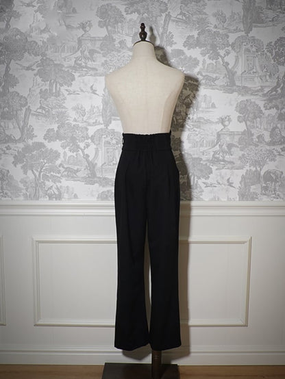 Lolita Corset with Belt Straps Black Ouji High Waist Pants