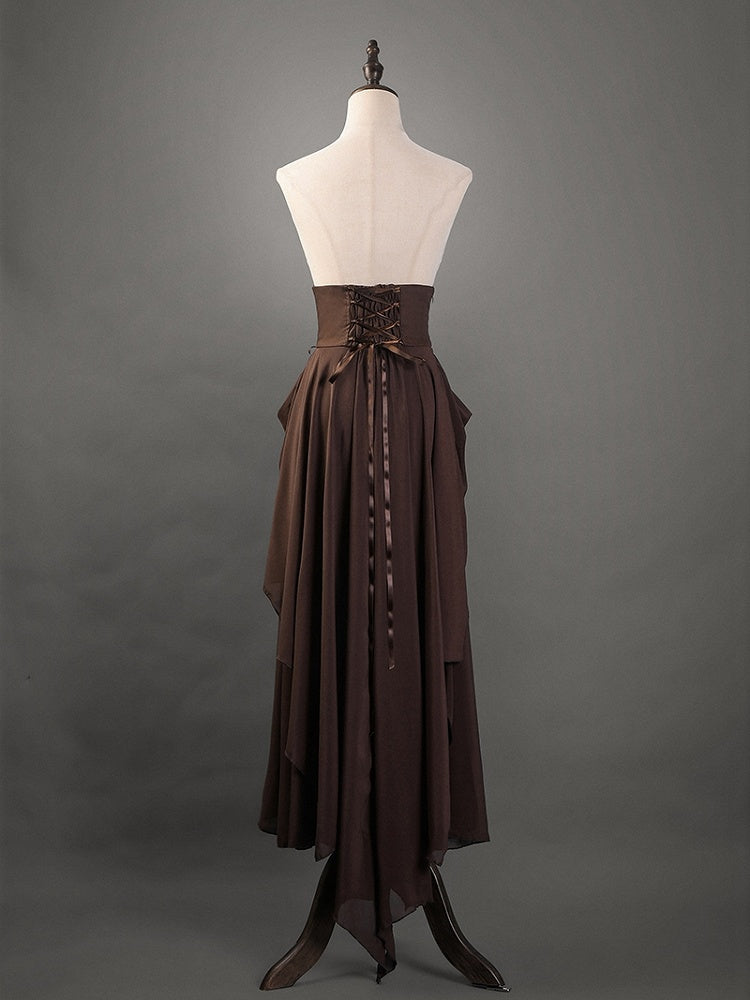 Brauner Korsettgürtel mit hoher Taille unter der Brust