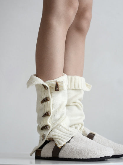 Button Horn Leg Warmers 6 Side Retro Knitted Colors