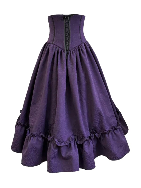 Waist Drawstring Purple Bust Gothic Boned Skirt High Lolita Under