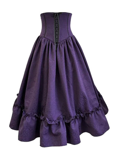 Waist Drawstring Purple Bust Gothic Boned Skirt High Lolita Under