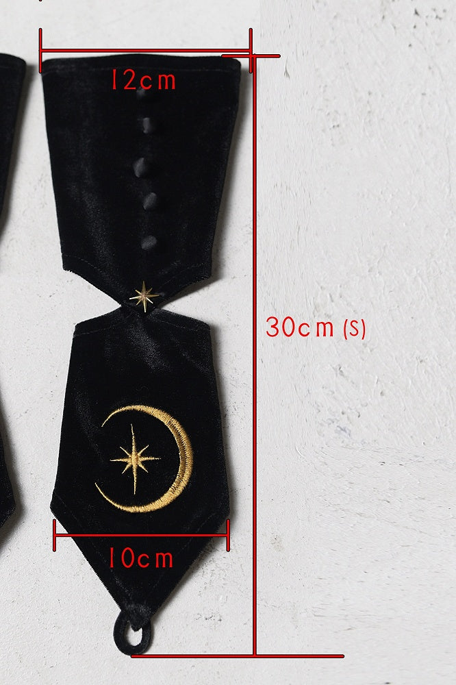 Black Embrodery Gloves Fingerless with Velvet