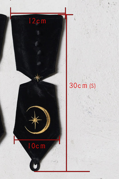 Black Embrodery Gloves Fingerless with Velvet