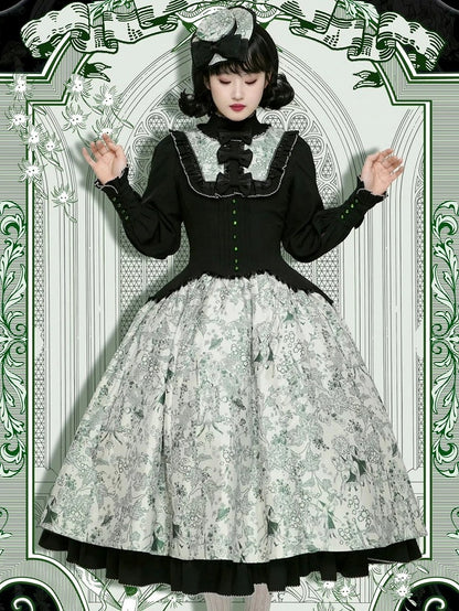 Lolita Animals One Long-Sleeve Piece Forest Print Green Elegant