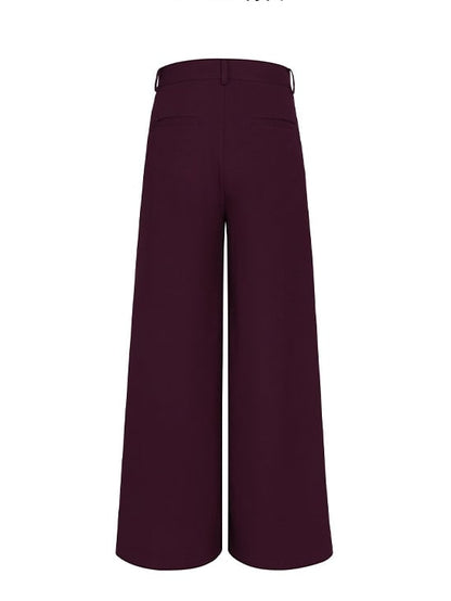 with Wide-leg Wine Men's Silhouette Fluid Red Trousers