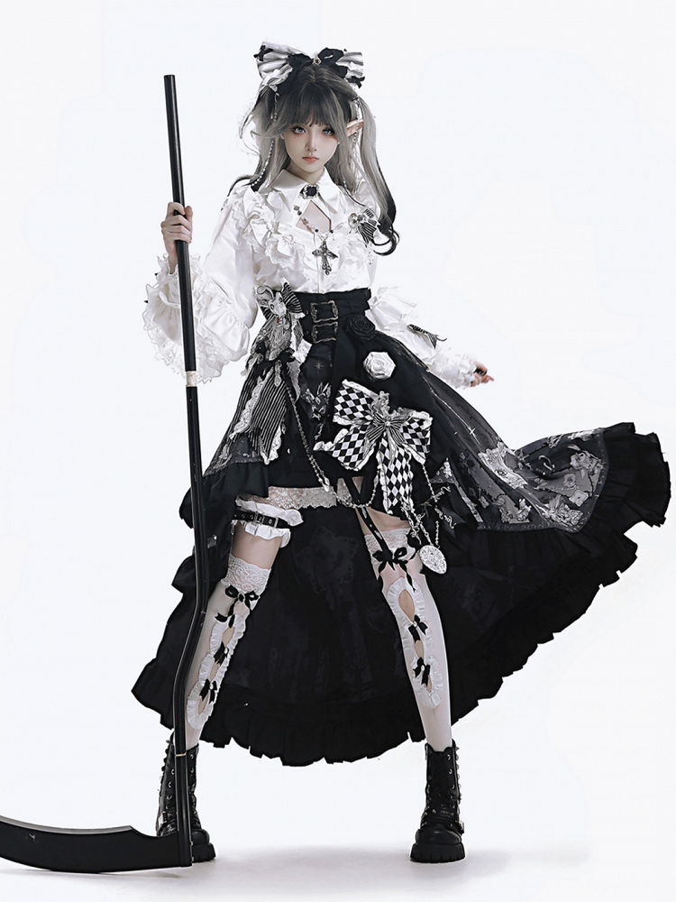 and White Big Black Applique Bow Striped Pattern Bunny Diamond +