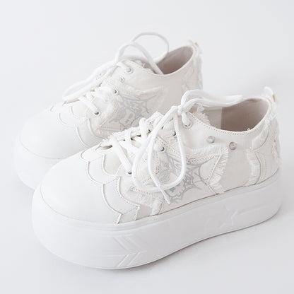 Applique Sneakers White Star Y2K Platform