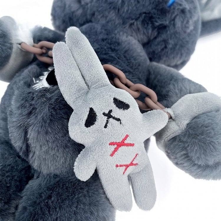 A Two Plush Bunny Guro Crying Masks Detachable Gray Kawaii with Bag Canvas