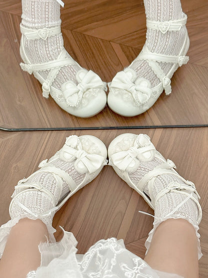 Janes White Crisscross Low-heel Straps in Mary PU with