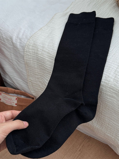 ホワイト/ライトグレー/ダークグレー/ダークレッド/ブラックコットンニーハイストッキング