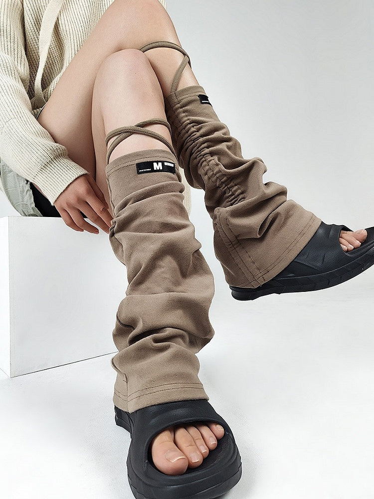 Y2K Leg Warmers with Drawstring and Ruffled Design - Solost