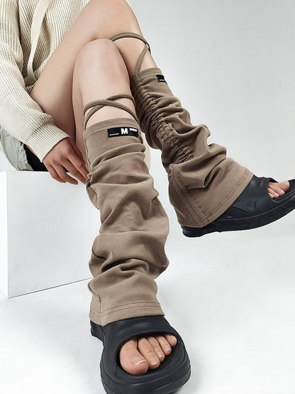 Y2K Leg Warmers with Drawstring and Ruffled Design - Solost