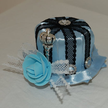 ブルー/ホワイトフローラルクラウンミニとデザイン装飾帽子ラインストーン