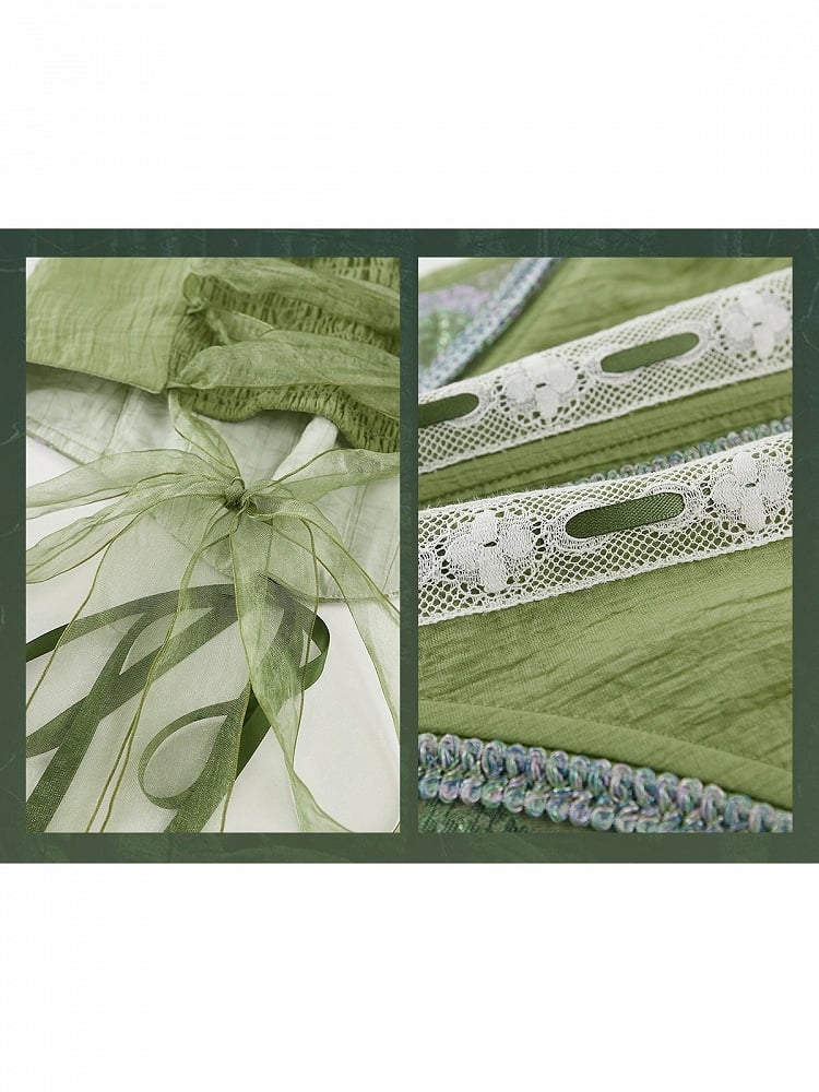 Dreamy Princess Green Forest Fishbone Top - Zao Jing Ji