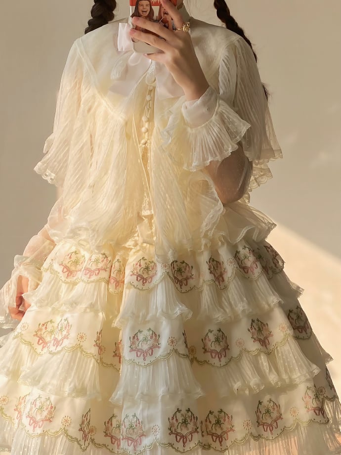 Lolita Détails Châle Élégant Rayé Blanc