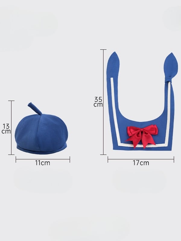 Verzierter mittlerer/großer Matrosenhut in Blau mit Schleife und Kragen