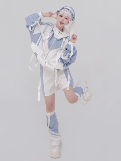 Snap Techwear Blue White Tenshi Jacket Set: and Full Kaiwai Landmine Light