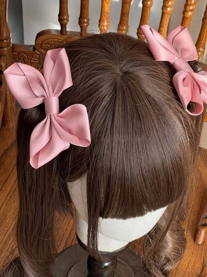 Bow Pink Classic Elegant Lolita Hairclips