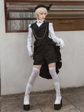 Collar Lapel Ouji Detail Waistcoat Ruffle Train Lolita Detachable Black with