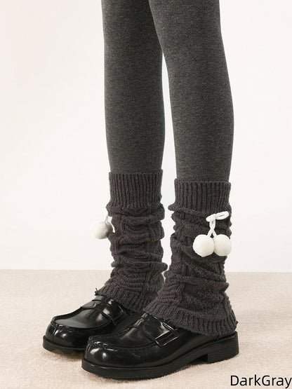 Pom-Pom Pattern Warmers with Knitted 6 Decorations Diamond Leg Colors