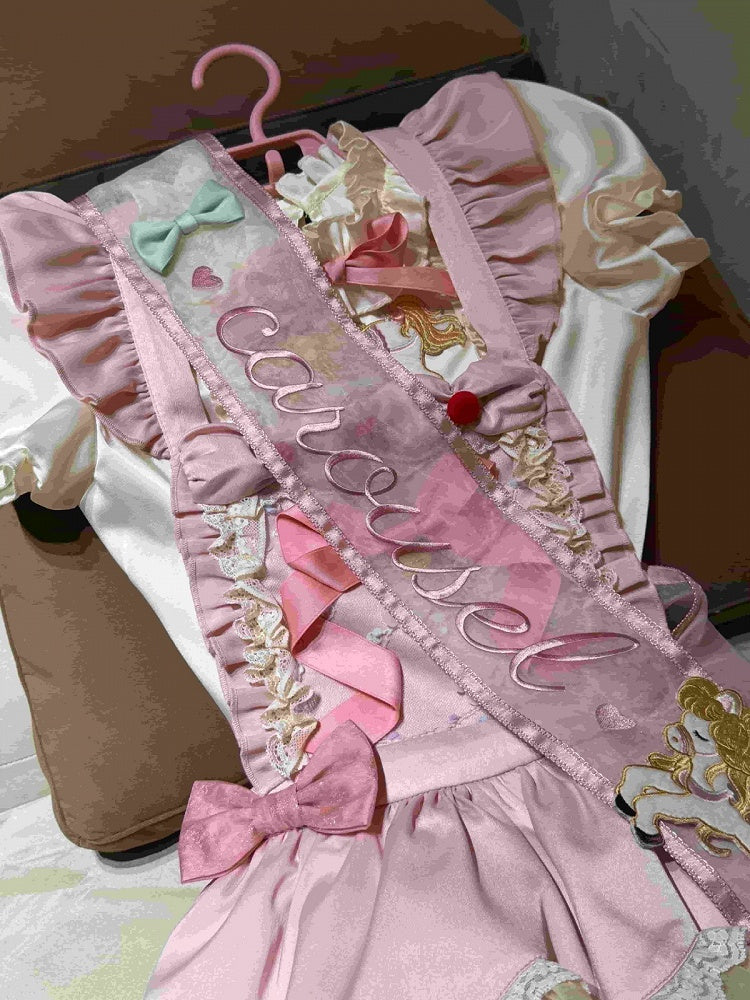 Pink Lolita Sash with Cute 3D Horse Embroidery Decoration - Sweet Dream Box