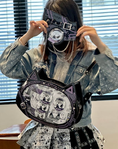 Glow-in-the-dark Cyberpunk Cat Ita Bag Purple Black - Daylight