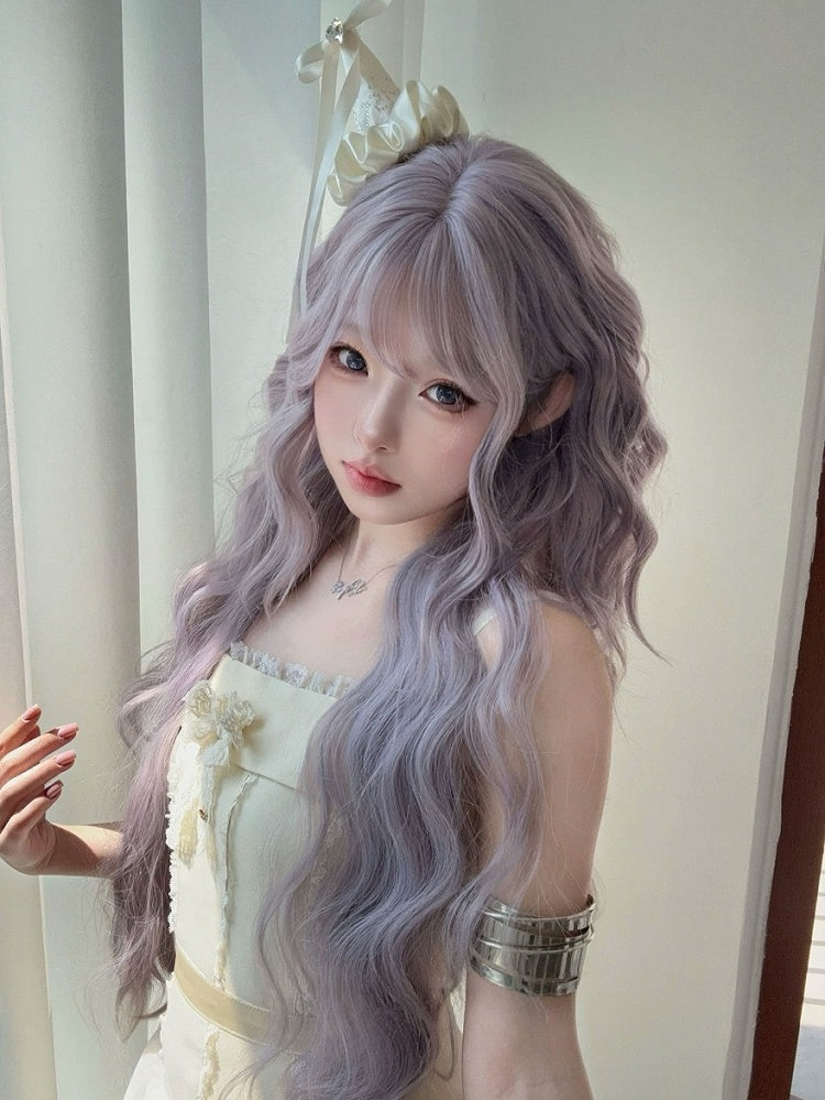 Purple Wavy Curly Wig with Full Bangs 87cm - Alice Garden