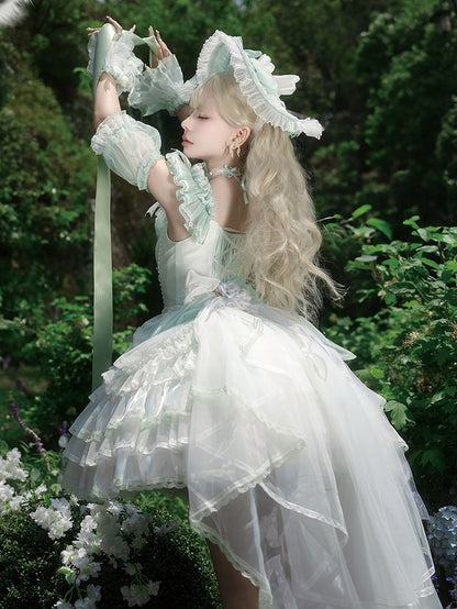 Kleid Lolita Prinzessin Lagen Grün Balletcore Tulpen Themenrock