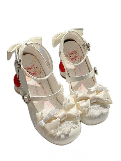 Mid-Heel Patisserie White Heel PU Mary Sweet Inspired in Janes -