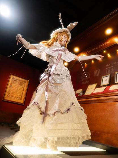 Skirt Versatile Long Bustle Patched Vintage Lace