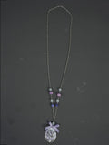 Purple Pendant Beads - with Clearance Adorned Necklace and Silver-Chain Floral-Bow