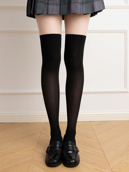 Paneled Tights Black Fake Two-Piece Stocking-Style