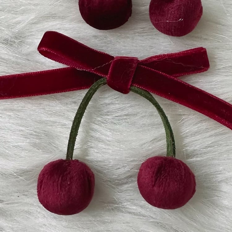 Options Velvet Sweet Hairclip Color Lolita 2 Cherry Bowknot