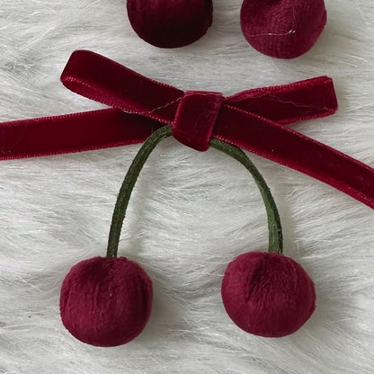 Color Cherry Bowknot Sweet Options Hairclip Lolita Velvet 2