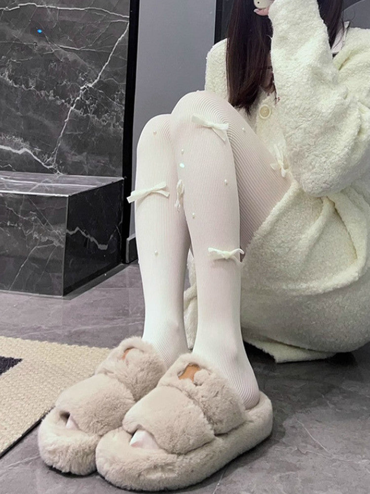 Colors: with Ribbed Tights Accents Bow Yellow (2 Pearl