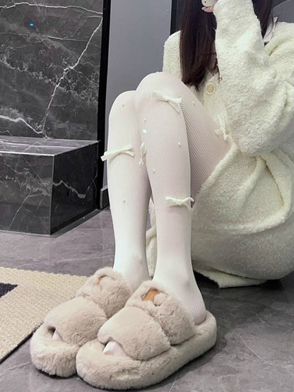 Colors: with Ribbed Tights Accents Bow Yellow (2 Pearl
