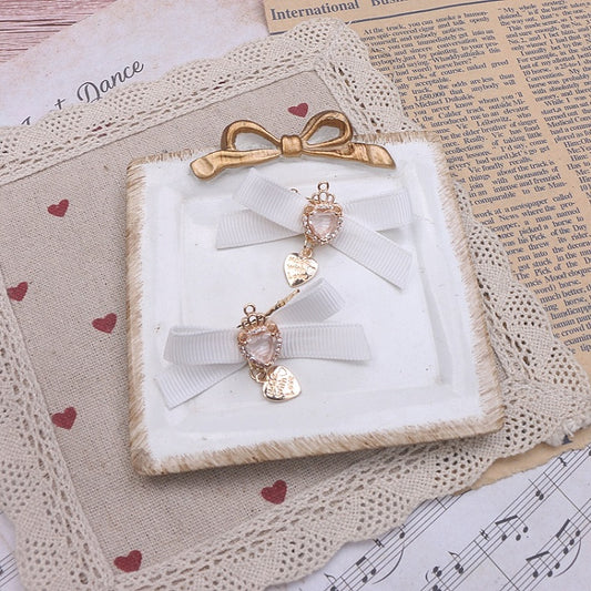 Crown 5 Heart Hairclip Jirai Rhinestone Kei Color Bowknot Options