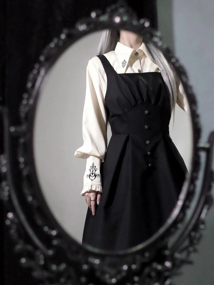 Embroidery Shirt Collar Fashion Apricot Ouji Pointed