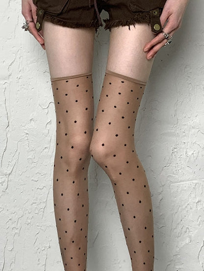 Optionen 7 Muster Polka-Dot Y2K Overknee Strümpfe