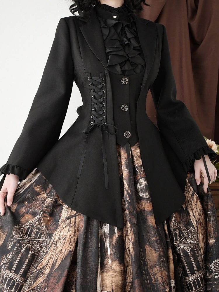 Black Pemberley Estate Lace-Up Vintage Jacket