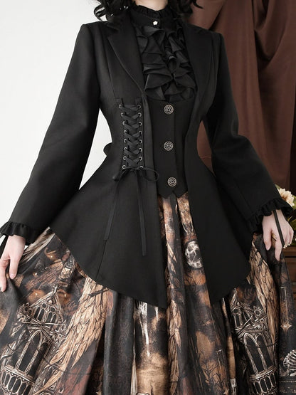 Black Pemberley Estate Lace-Up Vintage Jacket