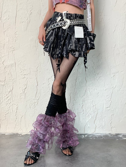 Fishnet Details Tights Bowknot Y2K Design Black