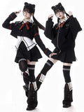Black Cross Studs with Leg Warmers