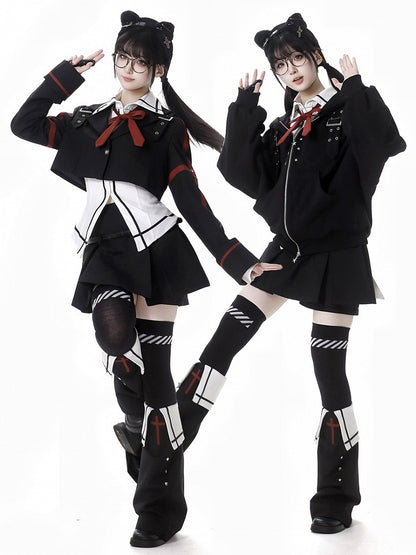 Shirt Bow White Collar Pointed With Tie Flat A