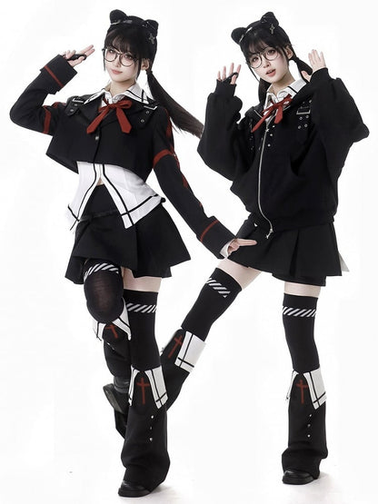 ベルト付きブラックミニ裏地付きスカート