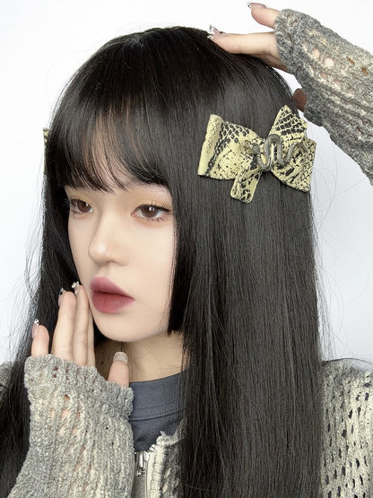 Bow Snake Yellow Hairclip Decorated