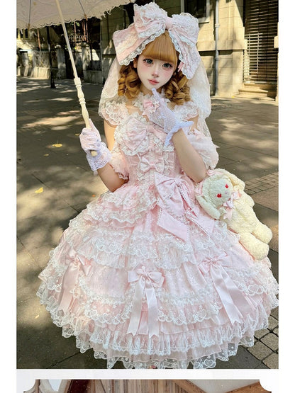 Bow Dress Lace JSK Sweet Accents and Pink Lolita with Princess