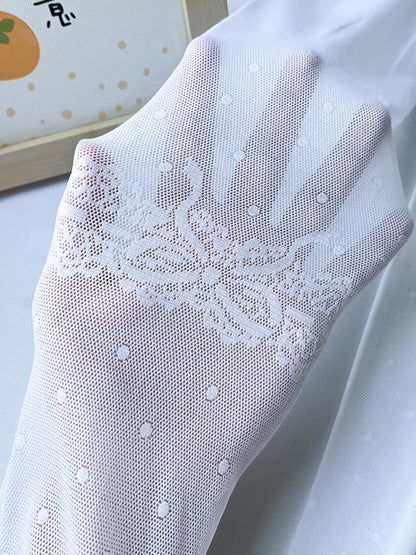 Semi-sheer Options Polka-dot 5 Bowknot Pattern Lolita Tights Black/White